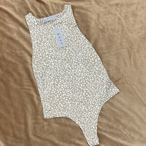 NWT Gaze Nude Leopard Bodysuit